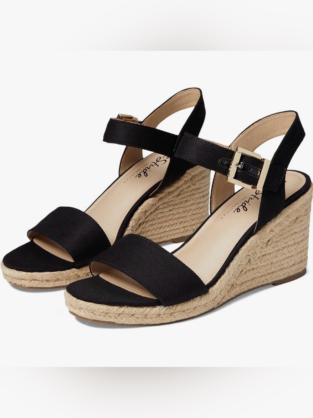 Lifestride Tango 2 black canvas espadrille wedges
